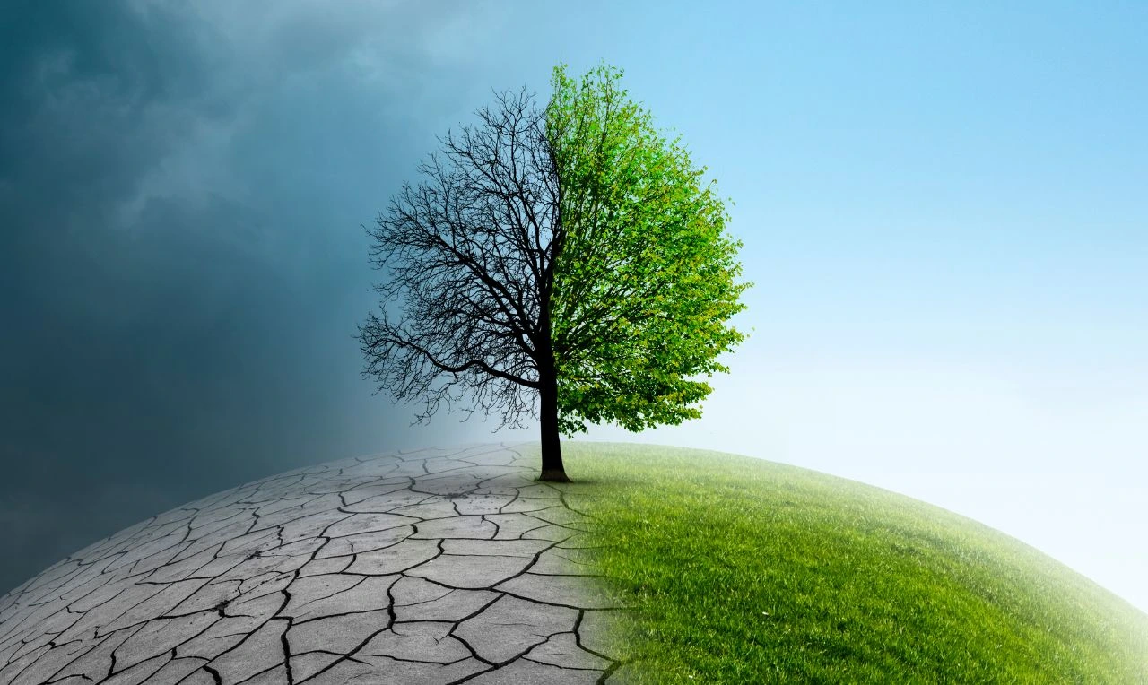 A imagem ilustra as mudanças no tempo e os tipos de clima